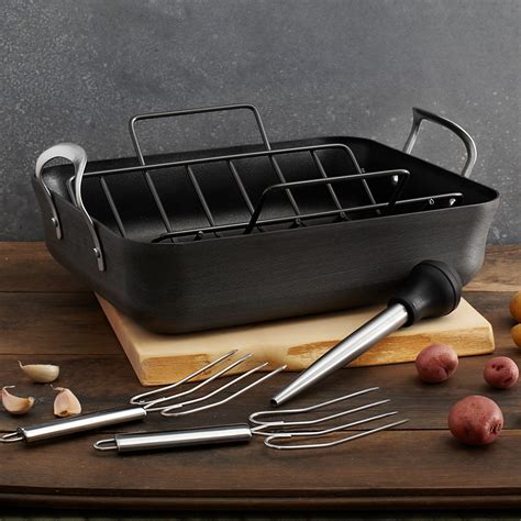 Calphalon roaster pan - Price $59.95. Weight 6 lbs. Product Dimensions 12.8 x 21.1 x 5.8 in. Material Stainless steel. What's Included Roaster, stainless steel rack. Warranty Limited lifetime. Cookware. We tested the Cuisinart Chef's Classic Stainless 16-Inch Roasting Pan with Rack, which features even, warp-free heating and plenty of space.